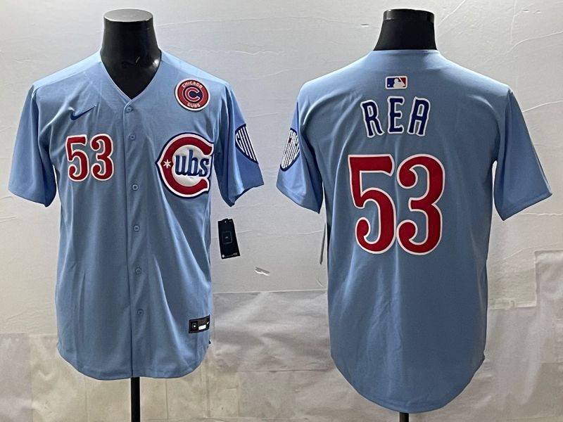 Men 2025 Chicago Cubs 53 Rea Light Blue Throwback Nike MLB Jersey style 004